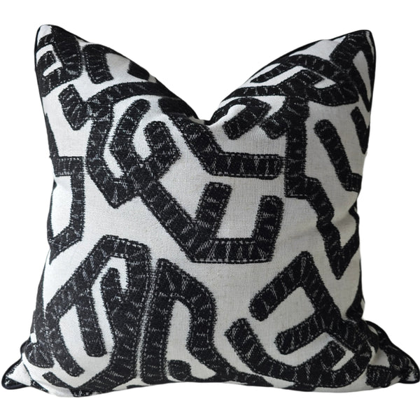 Ada Cushion 55cm Square - Interlock Black | Off White