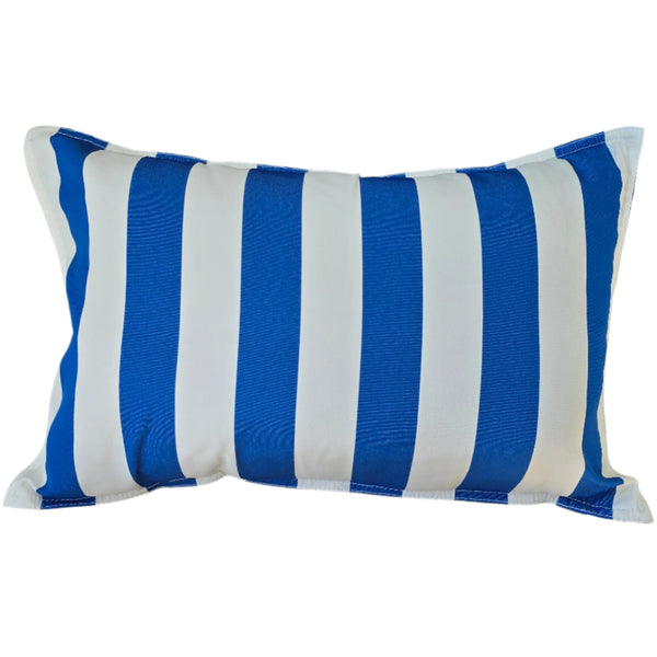 Sunlit Serenade Solution Dyed Eco-Friendly Outdoor Cushion 40x60cm Lumbar - Santorini Blue & White Striped