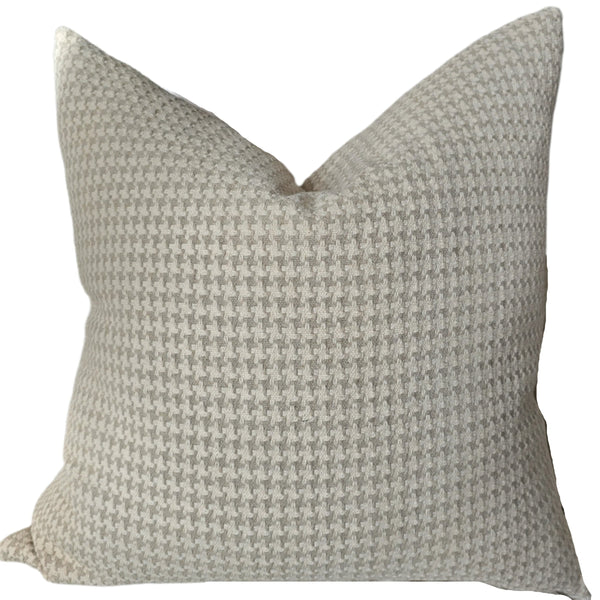 LAST ONE - Houndstooth Linen Cotton Cushion 55cm Square  - Natural