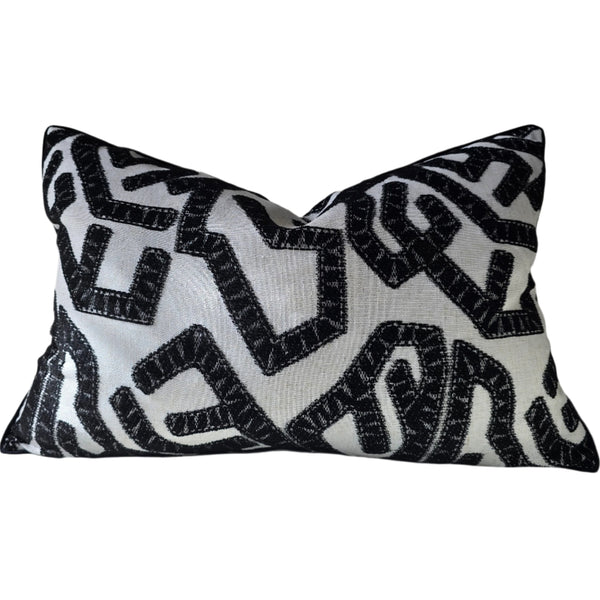 Ada Cushion 40x60cm Lumbar - Interlock Black | Off White