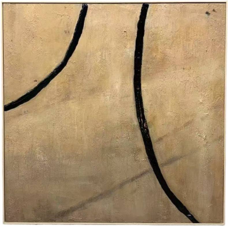 H086 Oak Framed Full Hand Painted Artwork  100 cm x 100 cm