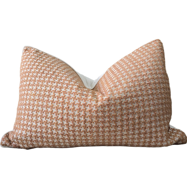LAST ONE - Houndstooth Cushion 40x60cm Lumbar  -Terracotta Peach