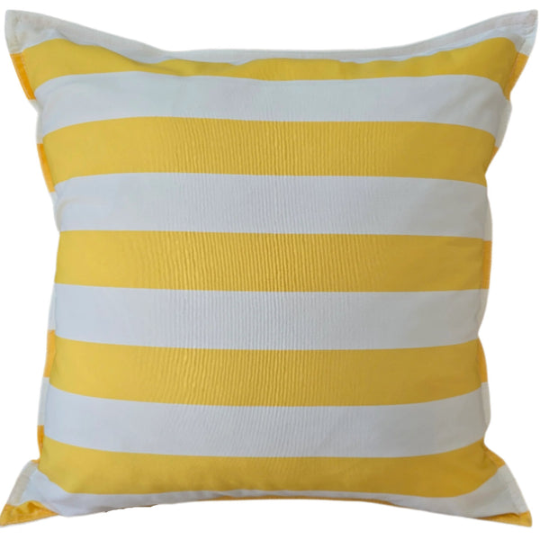 Sunlit Serenade Solution Dyed Eco-Friendly Outdoor Cushion 55cm Square - Bright Yellow & White Striped