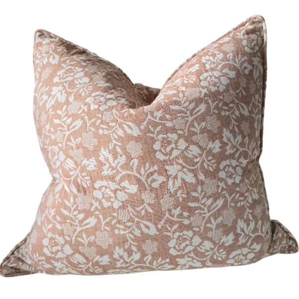 Blossom Elegance Linen Cotton Cushion 55cm Square - Rose Pink