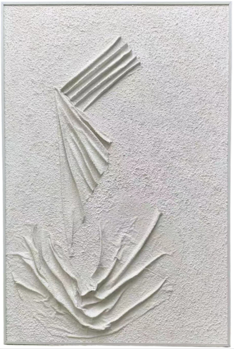 H005 White Framed Full Hand Painted Artwork  120 cm x 80 cm