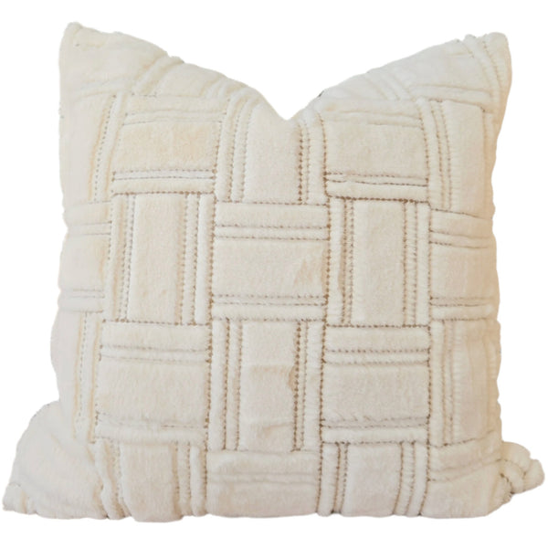 Ada Cushion 55cm Square - Faux Fur Cream White