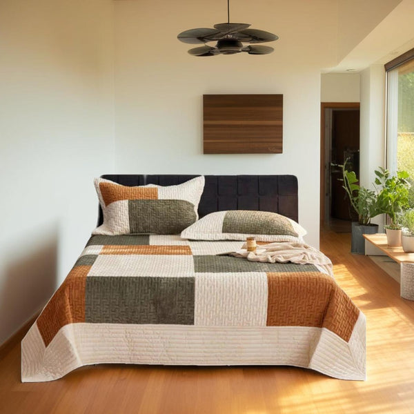 LAST ONE - Varna Velvet Quilted Bed Cover Bedspread Coverlet Massive Blanket Set 230x245cm + 2 Pillowcases