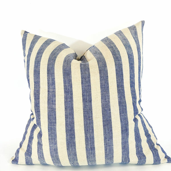 Carss Yarn Dyed Heavy Weight Pure French Linen Cushion 50cmx50cm - Feather Filled - Navy