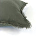 Hazelhurst 100% Pure French Linen Fringed Edge Cushion Square Feather Filled 50cm-Army Green