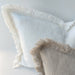 Riviera Heavy Weight Texture French Linen Fringed Edge Cushion Feather Filled 50cm Square- Crystal White LAST ONE