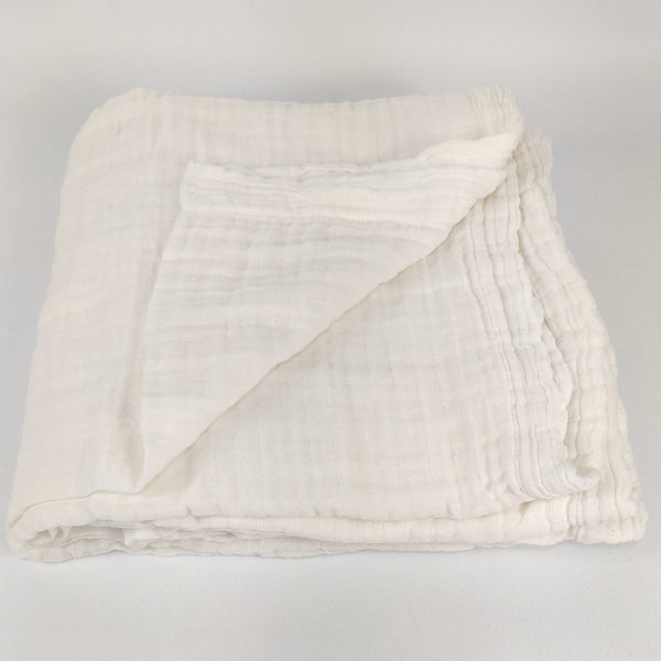 Wabi Sabi Stonewashed Cotton Muslin Massive Throw & Bedcover 230cmx200cm - Warm White