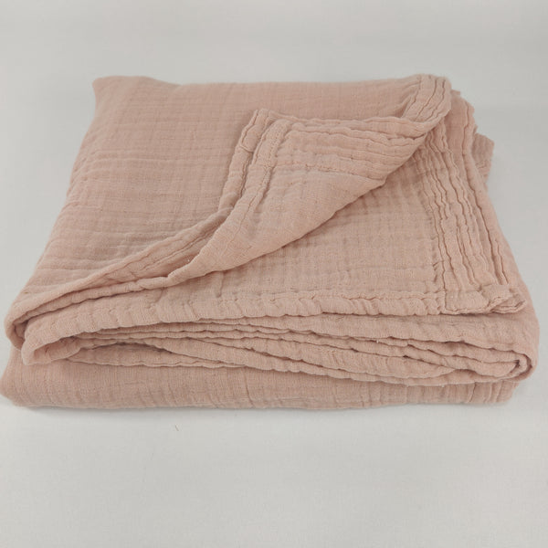 Wabi Sabi Stonewashed Cotton Muslin Massive Throw & Bedcover 230cmx200cm- Coral Pink