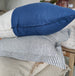 Nantes 100% Pure French Linen Cushion Square 55cm-Alantic Blue & White