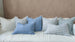 Iberian Coast Yarn Dyed Pure French Linen Cushion 40x60cm Lumbar - La Caleta Pinstriped Blue