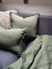 Fern Green & Earthly Pink French Linen Cushion 55cm Square