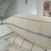 Irish Plaid Rustic Linen Cotton Cushion 55cm Square - Natural & White