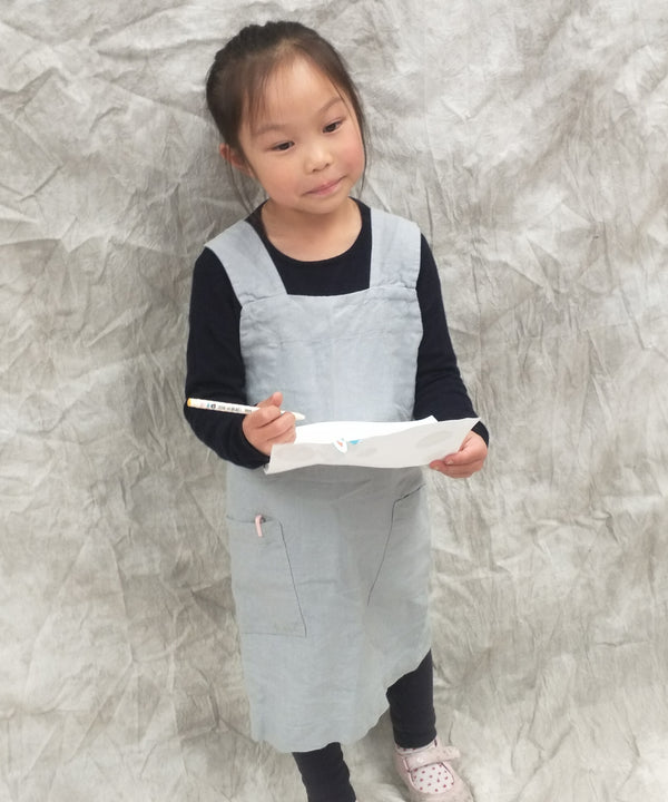 Kids Duck Egg Blue French Linen Dressing Gown