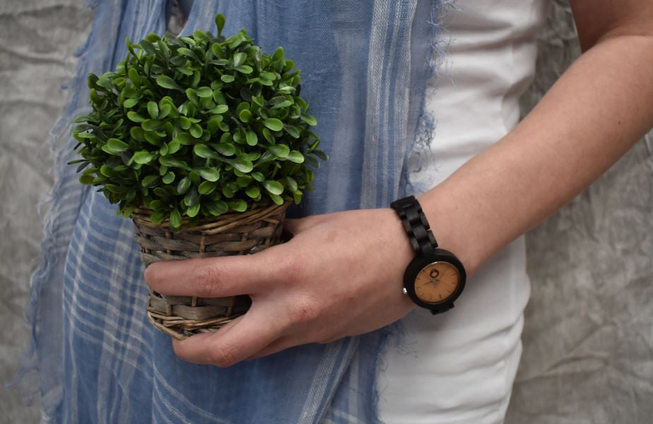 French Linen Scarf VS Wood Watch