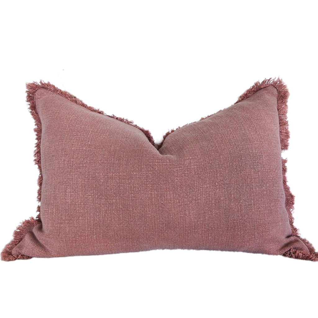 Champêtre Heavy Weight French Linen Cushion 40x60cm Lumbar - Rose Pink