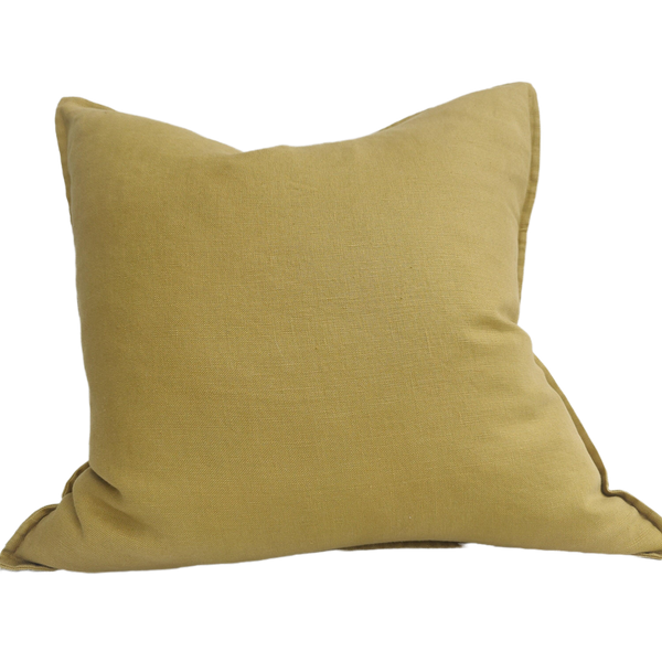 Iberian Coast Heavyweight Pure French Linen Cushion 55cm Square - Turmeric