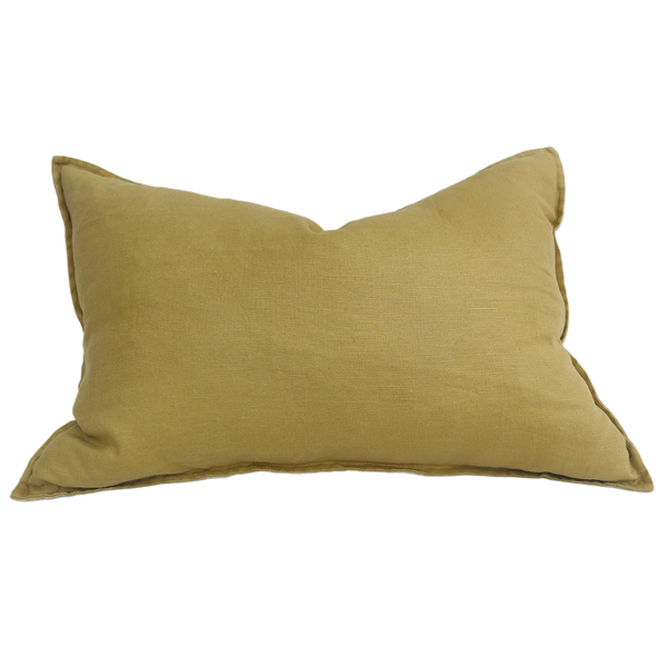 Iberian Coast Heavyweight Pure French Linen Cushion 40x60cm Lumbar Plush - Turmeric