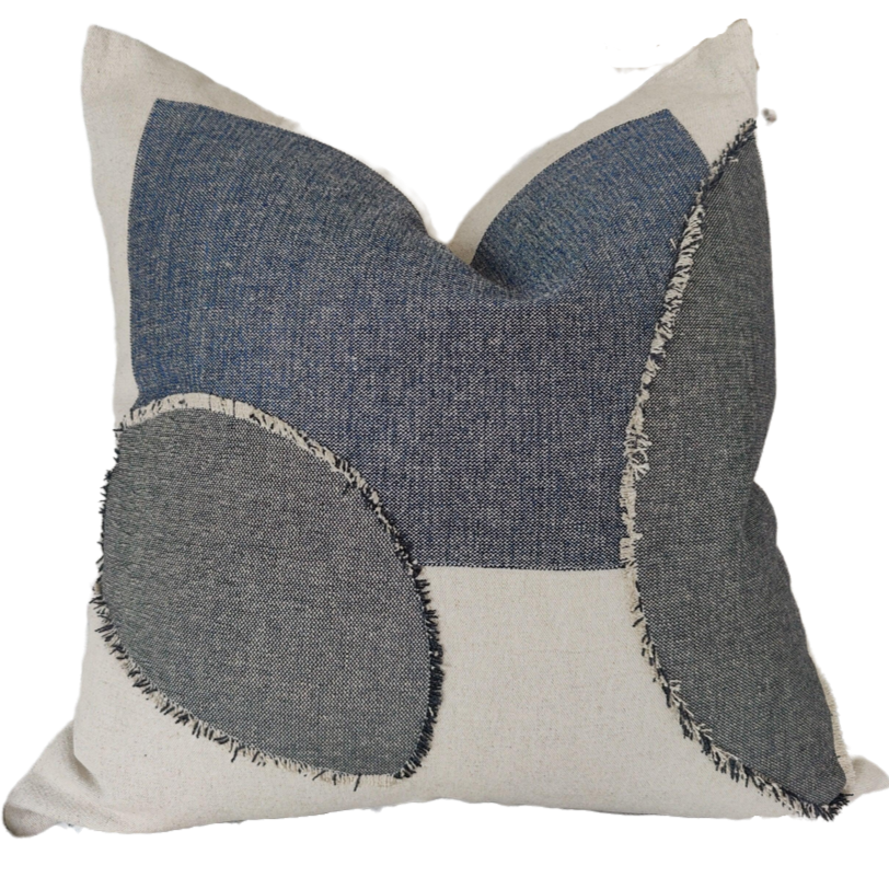 Annecy Patch Linen Cotton Cushion Feather Filled 55cm Square
