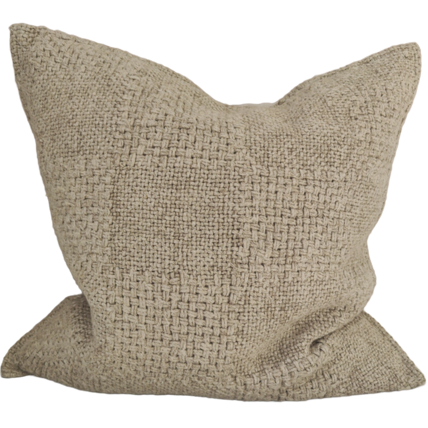 Détente Hand-loomed Rustic Check Texture Pure French Linen 55cm square - Natural