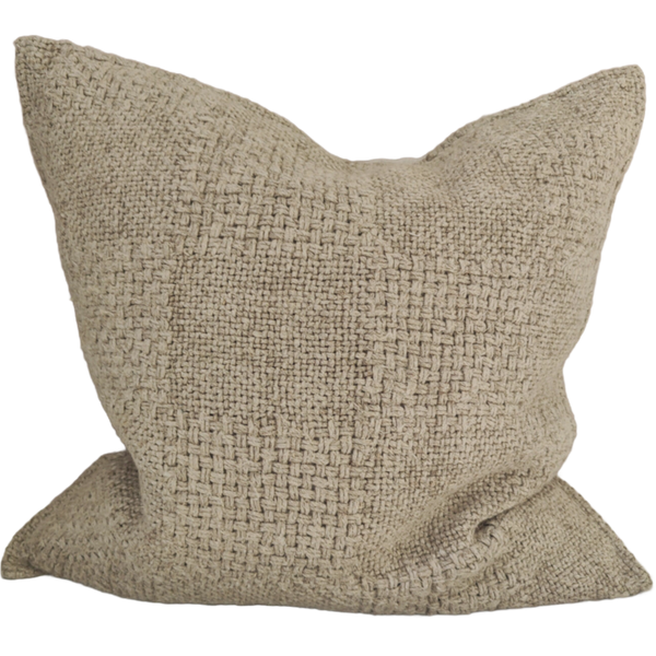 Détente Hand-loomed Rustic Check Texture Pure French Linen 55cm square - Natural