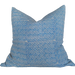 Candi Dasa Sea Wave Artisan Block Printed Heavy Weight Pure French Linen Feather Filled Cushion 55cm Square - Electric Blue