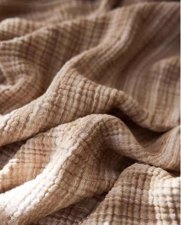 Twilight Stripe Cotton Throw 150cm x 200cm - Tan | Cream White