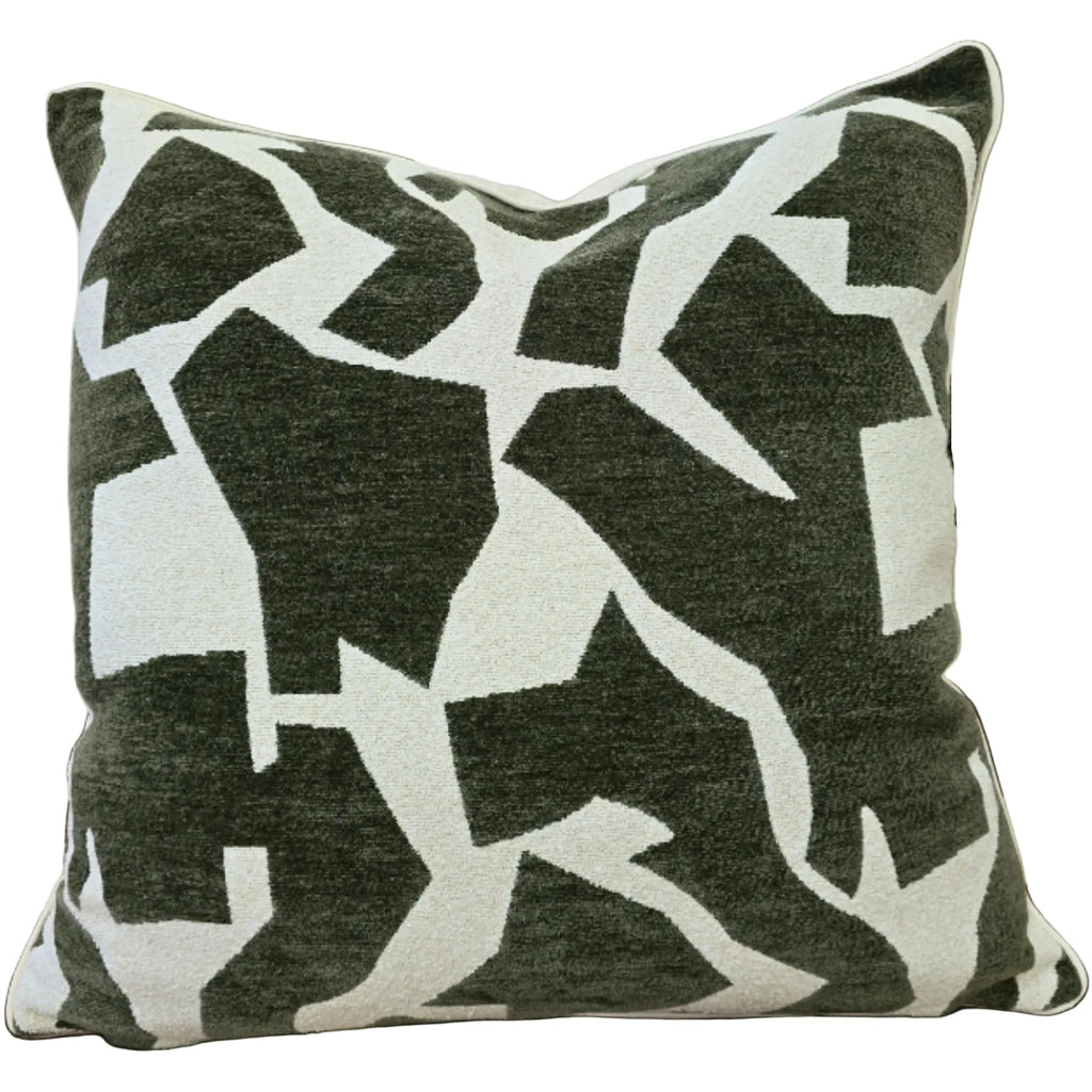 Decorative pillow with geometric pattern on a white background