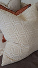 Starlight Jacquard Linen Cotton Cushion 55cm Square - Off White | Oatmeal