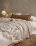PREORDER MID-END SEP DROP | Twilight Stripe Cotton Throw 150cm x 200cm - Stone Gray | Cream White