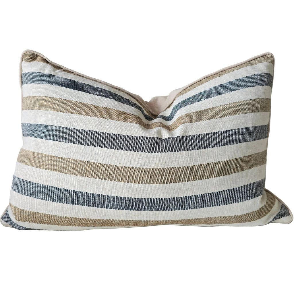 The Coastal Linen Blend Cushion 40x60cm Lumbar - Cream | Navy | Tam Stripe