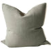 Reine Heavyweight Linen Cushion 55cm Square - Sage Green | Off White Border