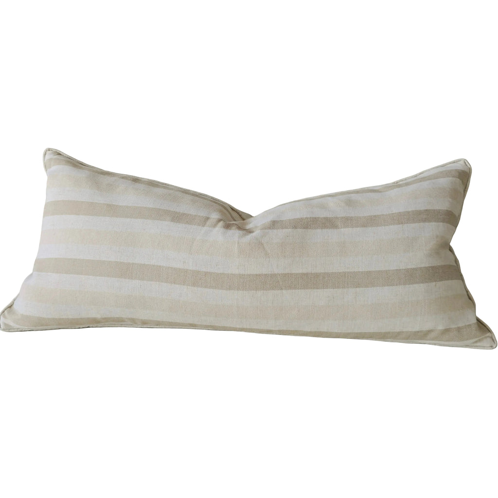 The Coastal Linen Blend Cushion 40x90cm Long Lumbar - Cream | Sand Stripe