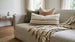 The Coastal Linen Blend Cushion 55cm Square - Cream | Warm Camel Stripe
