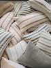 The Coastal Linen Blend Cushion 55cm Square - Cream | Warm Camel Stripe
