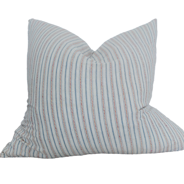 Valemount Pure French Linen Cushion 50cm Square Plush Feather Filled - Striped