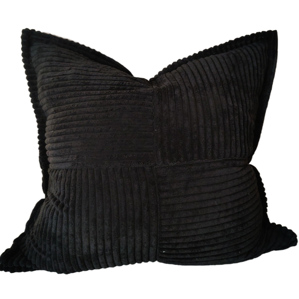 WALES Corduroy Cushion 55cm Square - Black Swan