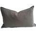 Oban Herringbone Woven Stonewashed French Linen Cushion 40cmx60cm Lumbar Feather Filled - Wood Charcoal