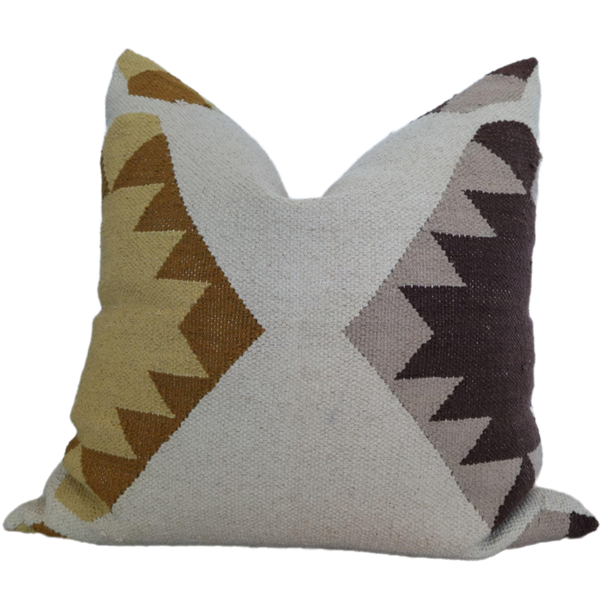 Bebandem Hand-Loomed Kilim Thick Cotton Cushion 55x55cm - Earthy Tone