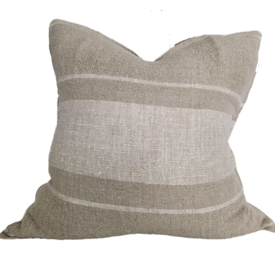 LAST ONE | Détente Multi-Weave Rustic Texture Pure French Linen 55cm Square Feather Filled - Kyoto