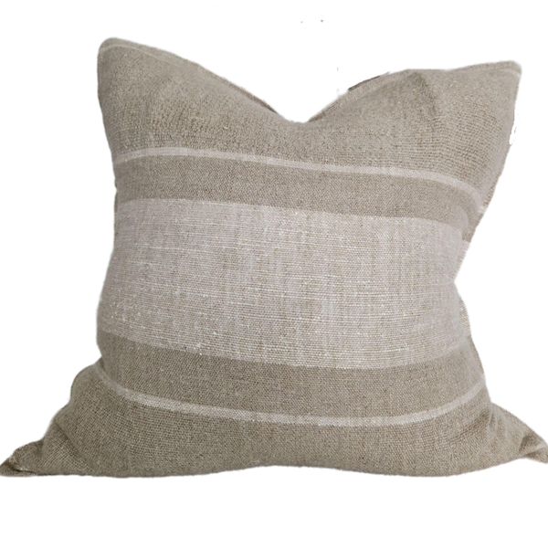 LAST ONE | Détente Multi-Weave Rustic Texture Pure French Linen 55cm Square Feather Filled - Kyoto