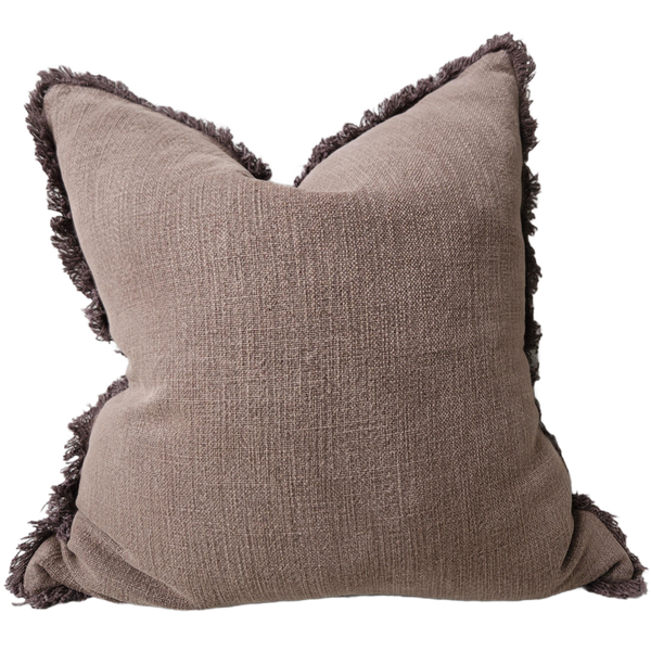 Millard Heavy Weight French Linen Cushion 55cm Square - Champêtre Chocolate Brown