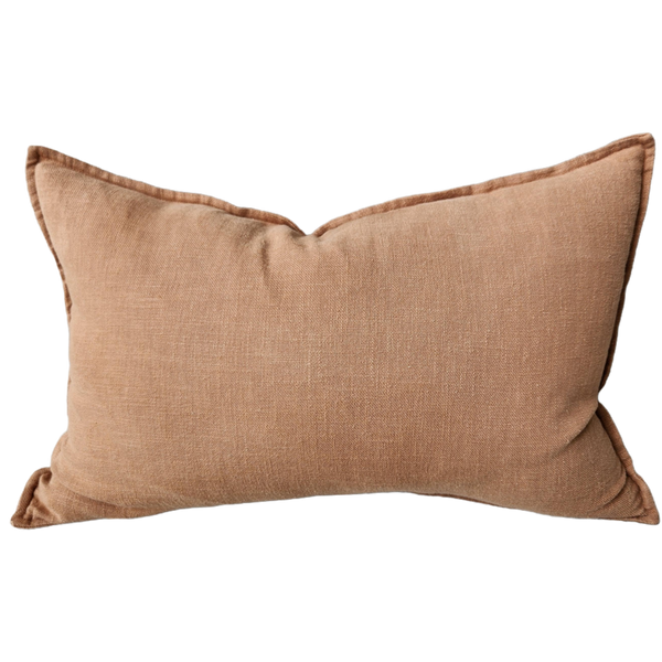 Millard Linen Cotton Cushion 40x60cm Lumbar - Nimes Peach Caramel