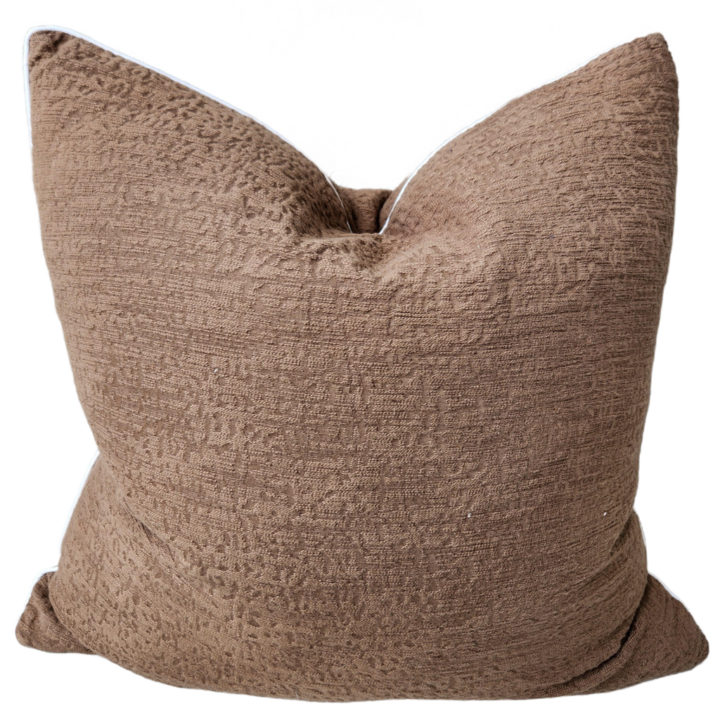 Millard Jacquard Linen Cushion 55cm Square - Gassin Baked Cookie Brown