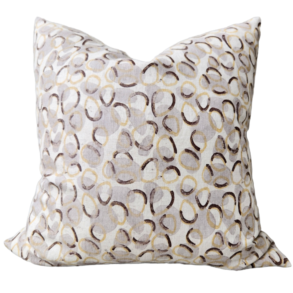RESTOCK SOON - Artisan Block Printed Heavy Weight Pure French Linen Cushion 55cm Square - Albi
