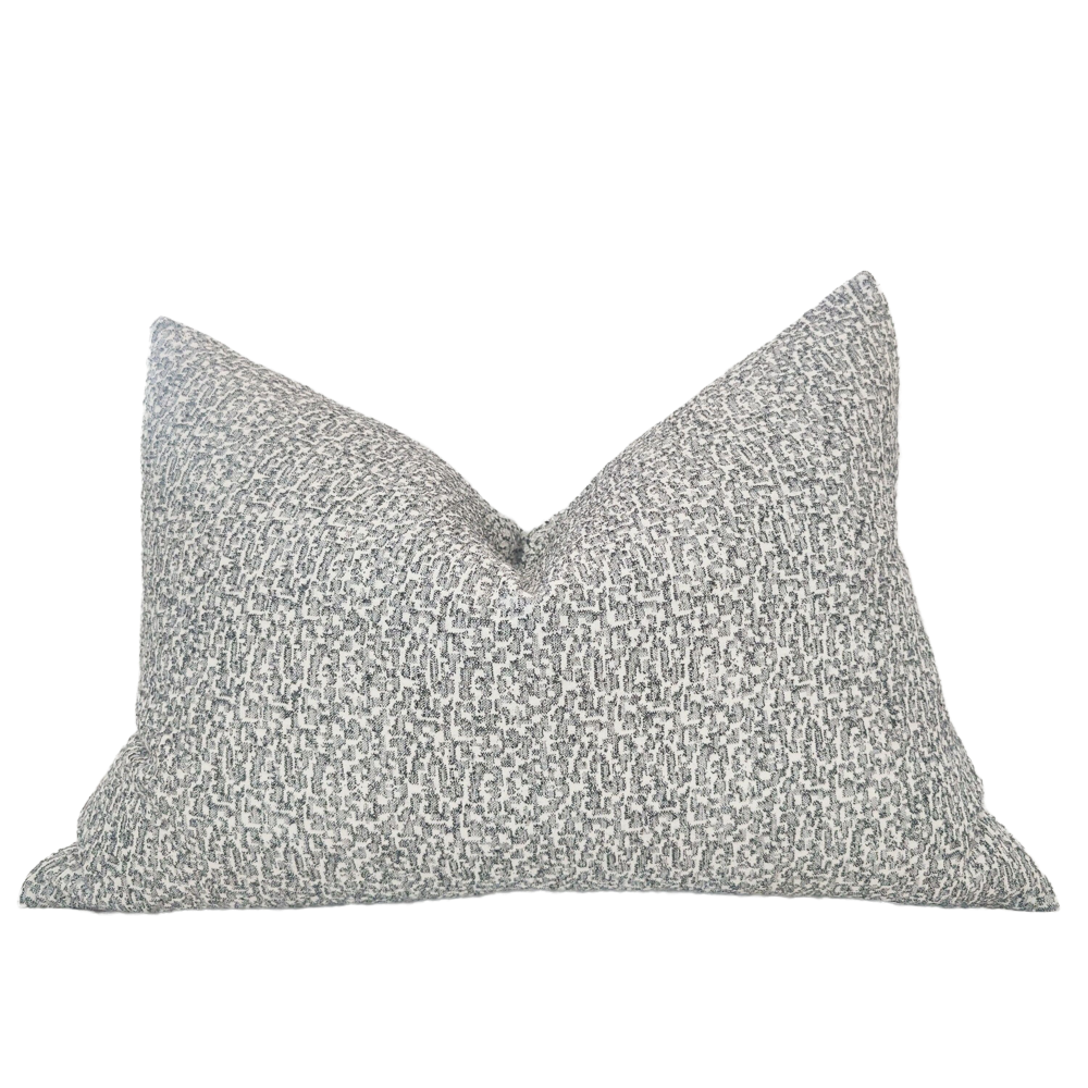 RESTOCK SOON - Hayla Jacquard Double Sided Cotton Linen Cushion 40x60cm Lumbar Plush Feather Filled - Black