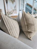 RESTOCK SOON - LIMITED STOCK LEFT | Détente Rustic Texture Pure French Linen 55cm Square Feather Filled - Charleston Striped